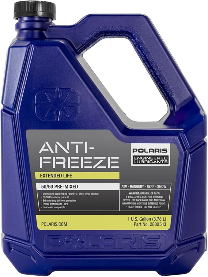 Polaris Antifreeze Coolant 50/50 Premix for Snowmobile Off Road Aluminum Cooling Systems, Compatible With 2 & 4 Stroke Engine, Boil Over & Freeze Protection | 2880513