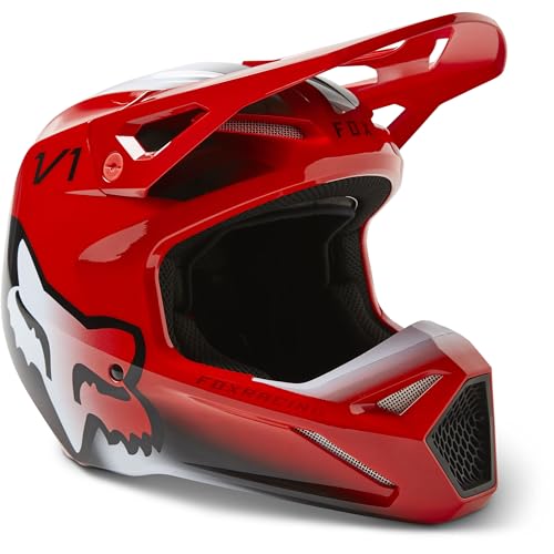 flourecnetn red motorcycle helmets Fox Racing YTH V1 TOXSYK HELMET DOT/ECE F
