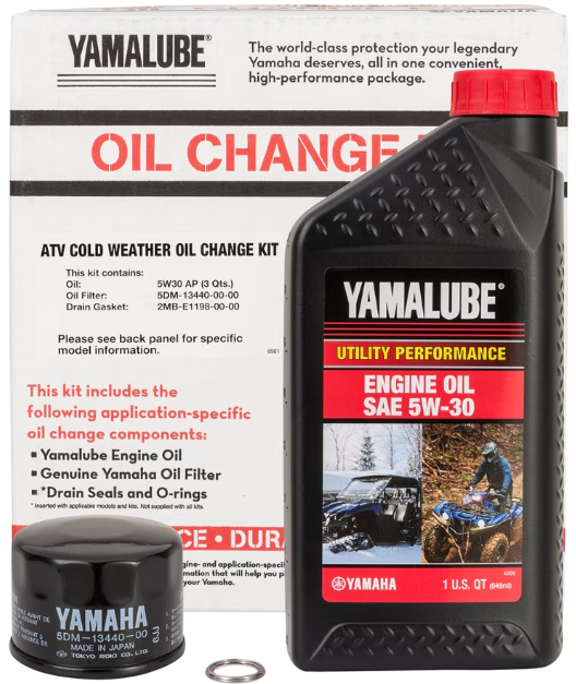 Yamaha Cold Weather SAE 5W-30 Oil Change Kit for 2018-2026 Kodiak 450/700 EPS, Grizzly 350//550 2009-2014 | LUB-ATVCG-KT-25