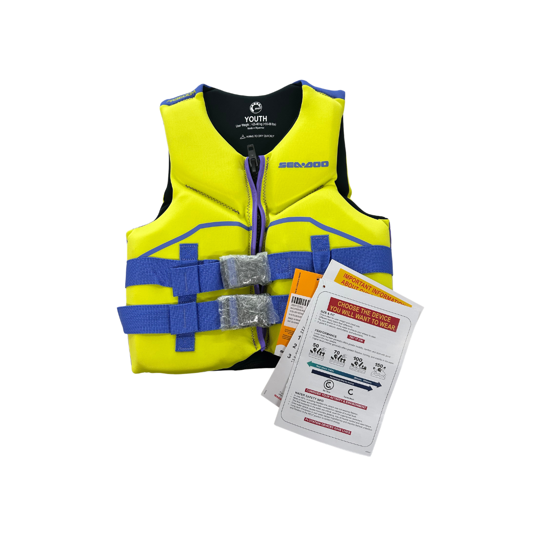 Sea-Doo Junior Freedom PFD Life Jacket – Hi-Vis Yellow – Large (55–88 lb.)