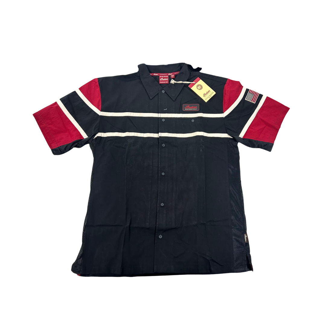 Indian Motorcycle Men’s Appliqué Shop Shirt – Black – Large