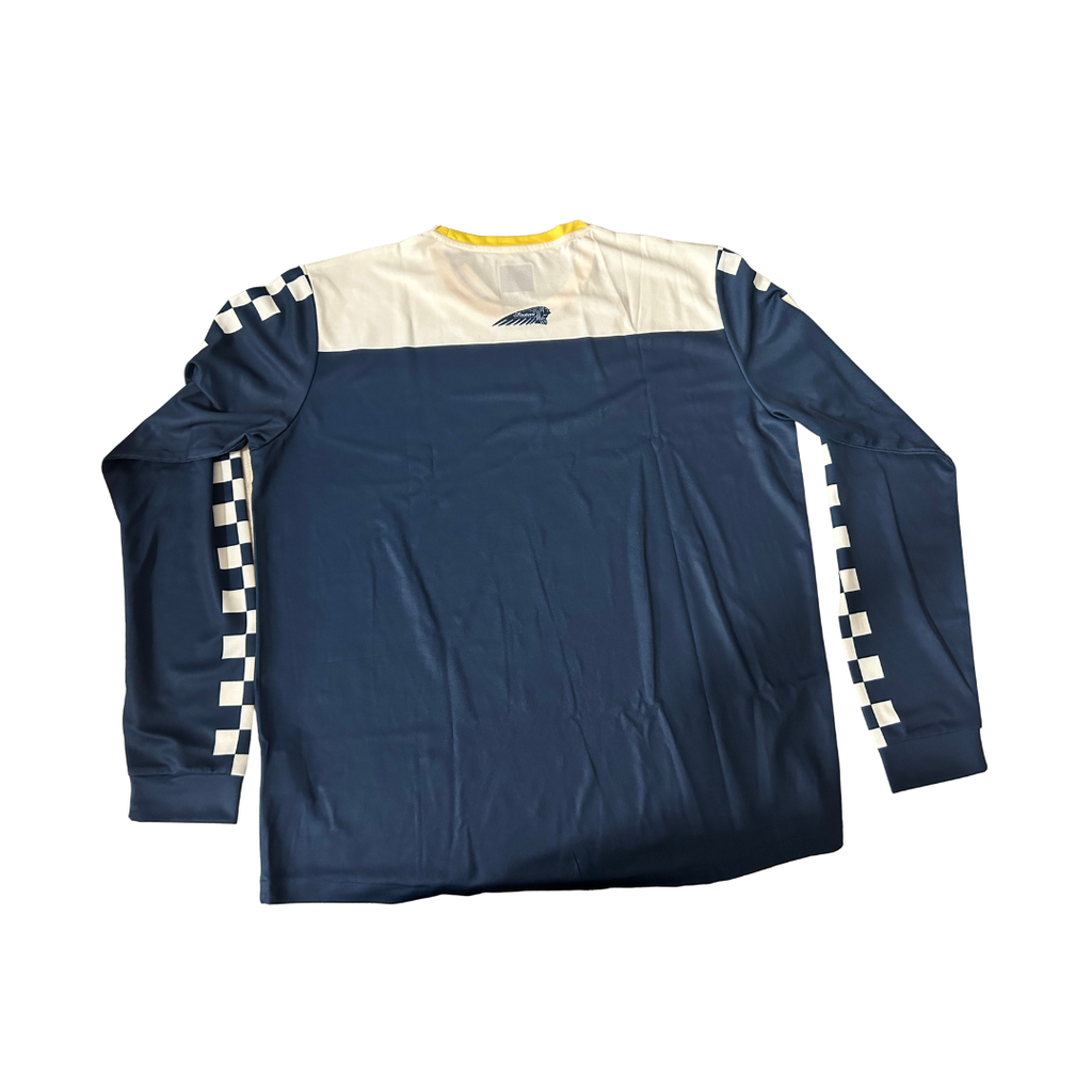 Indian Motorcycle Men’s Racing Check Long Sleeve T-Shirt – Blue