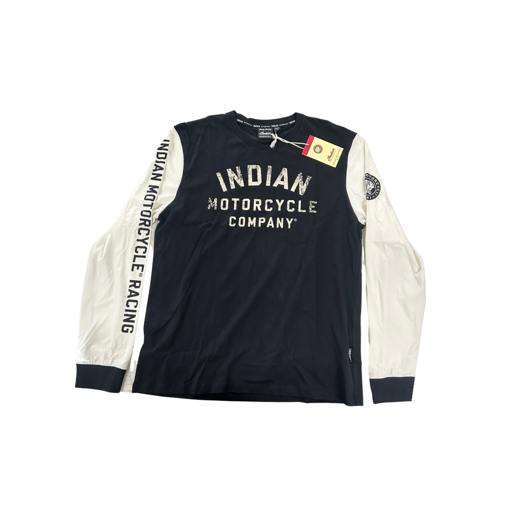 Indian Motorcycle Men’s Colorblock Racing Long Sleeve T-Shirt – Black