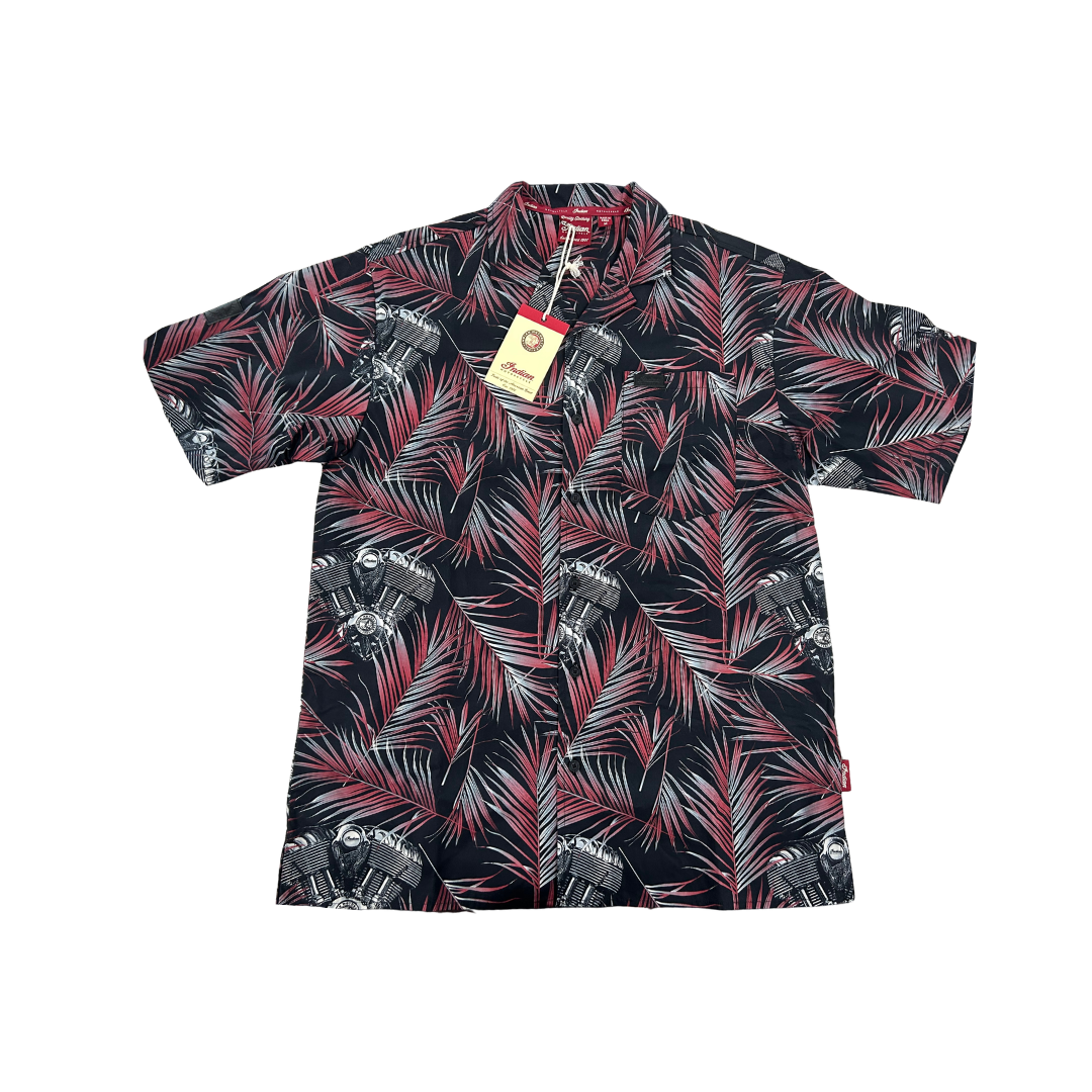 Indian Motorcycle Men’s Engine Print Short-Sleeve Shirt – Red – Medium