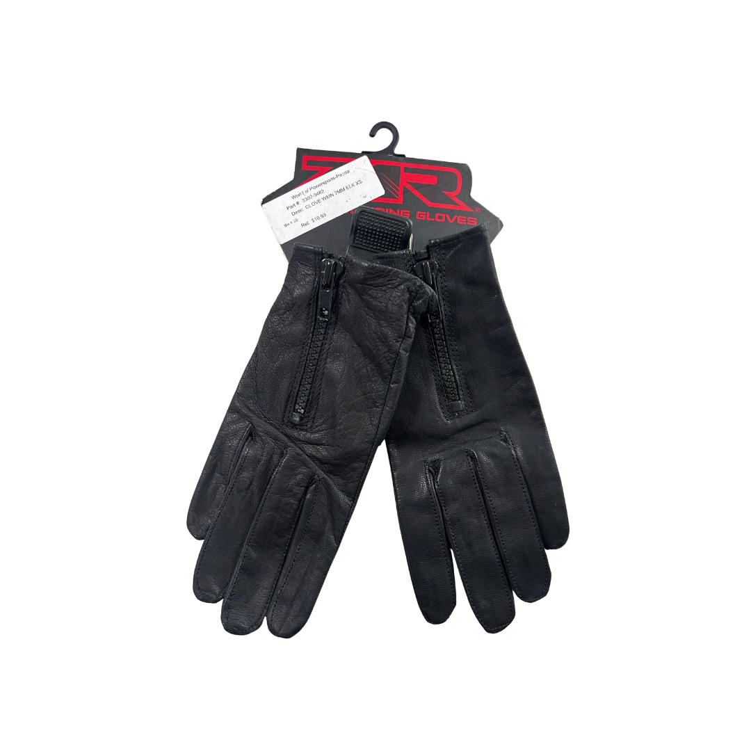 Z1R Women’s 7mm Leather Motorcycle Gloves – Black | XS