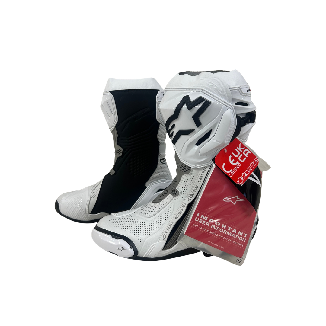 Alpinestars Supertech R Vented Motorcycle Boots - White/Mid Gray/Black | 8/42