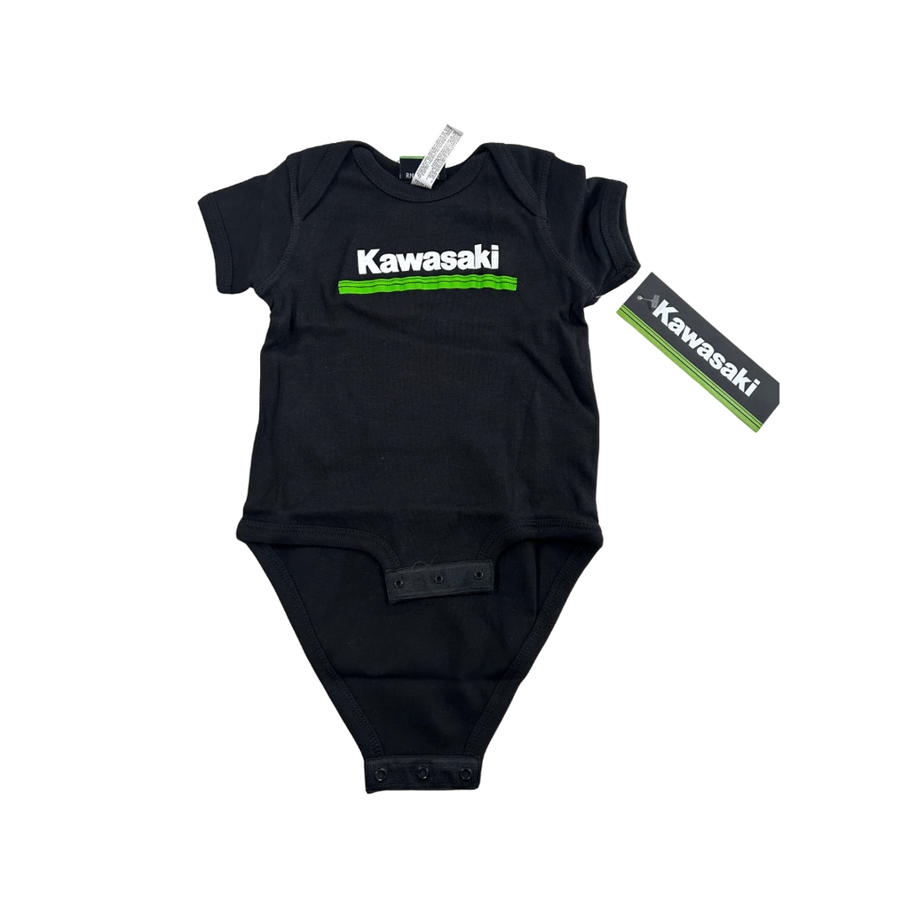 Kawasaki Infant 3 Green Lines Onesie – Black