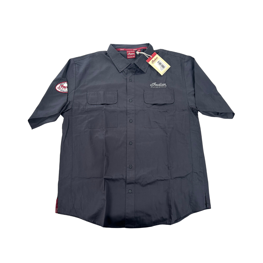 Indian Motorcycle Men’s Vented Short-Sleeve Shirt – Black – Large