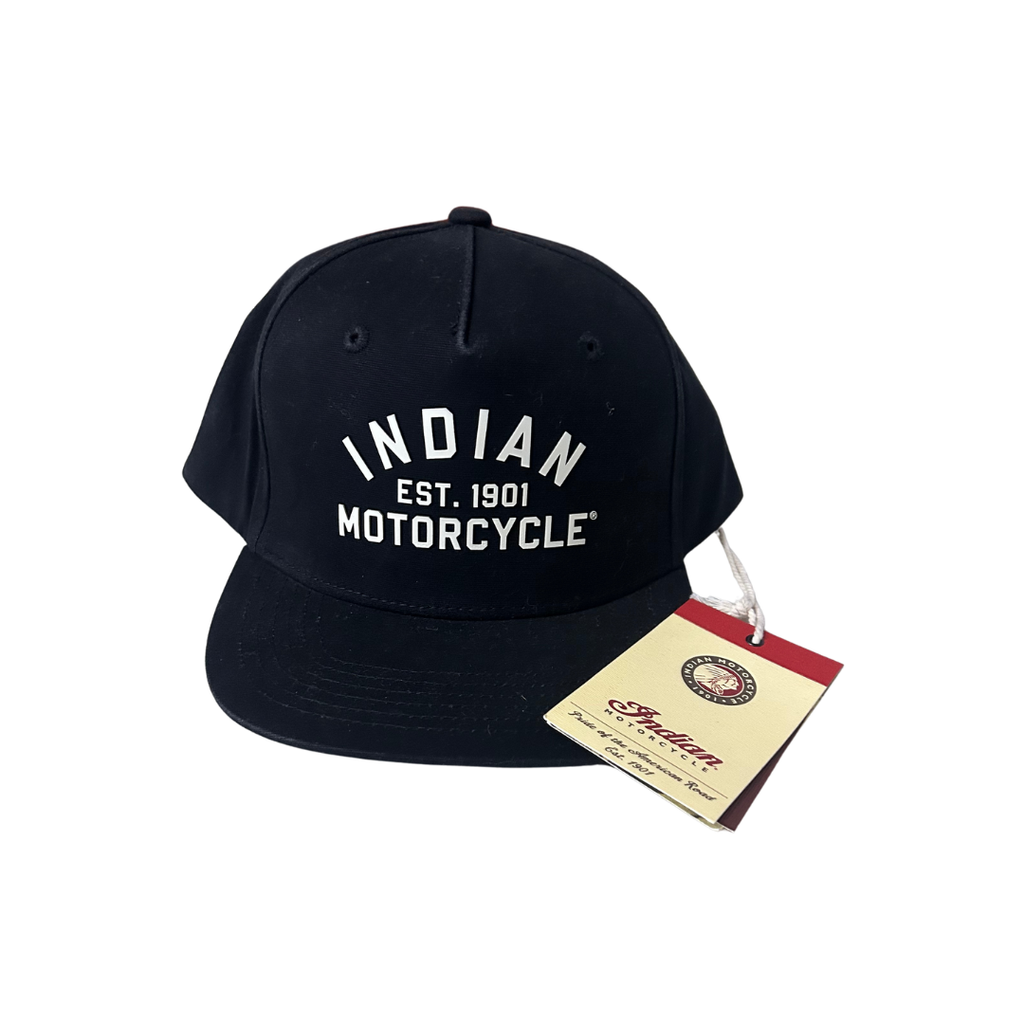 Indian Motorcycle Established 1901 Flat Peak Cap – Black