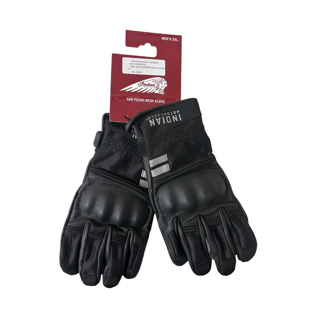 Indian Motorcycle Men's San Pedro Mesh Riding Glove in Black | 2XL