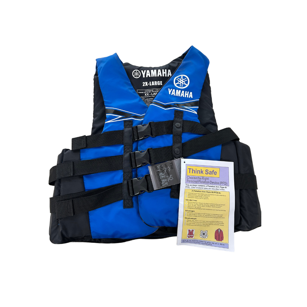 Yamaha Men’s Value Nylon 3-Buckle PFD Life Jacket – Blue/Black/White – 2XL