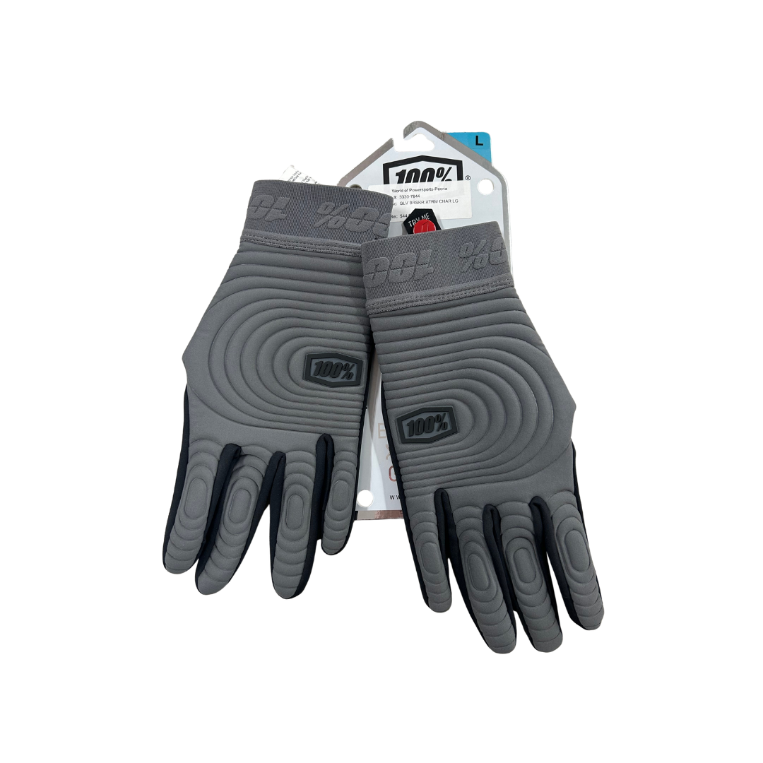 100% Brisker Xtreme Cold-Weather Riding Gloves – Charcoal | Large
