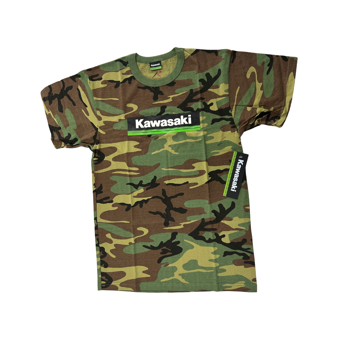 Kawasaki 3 Green Lines Camo T-Shirt – Green | Medium