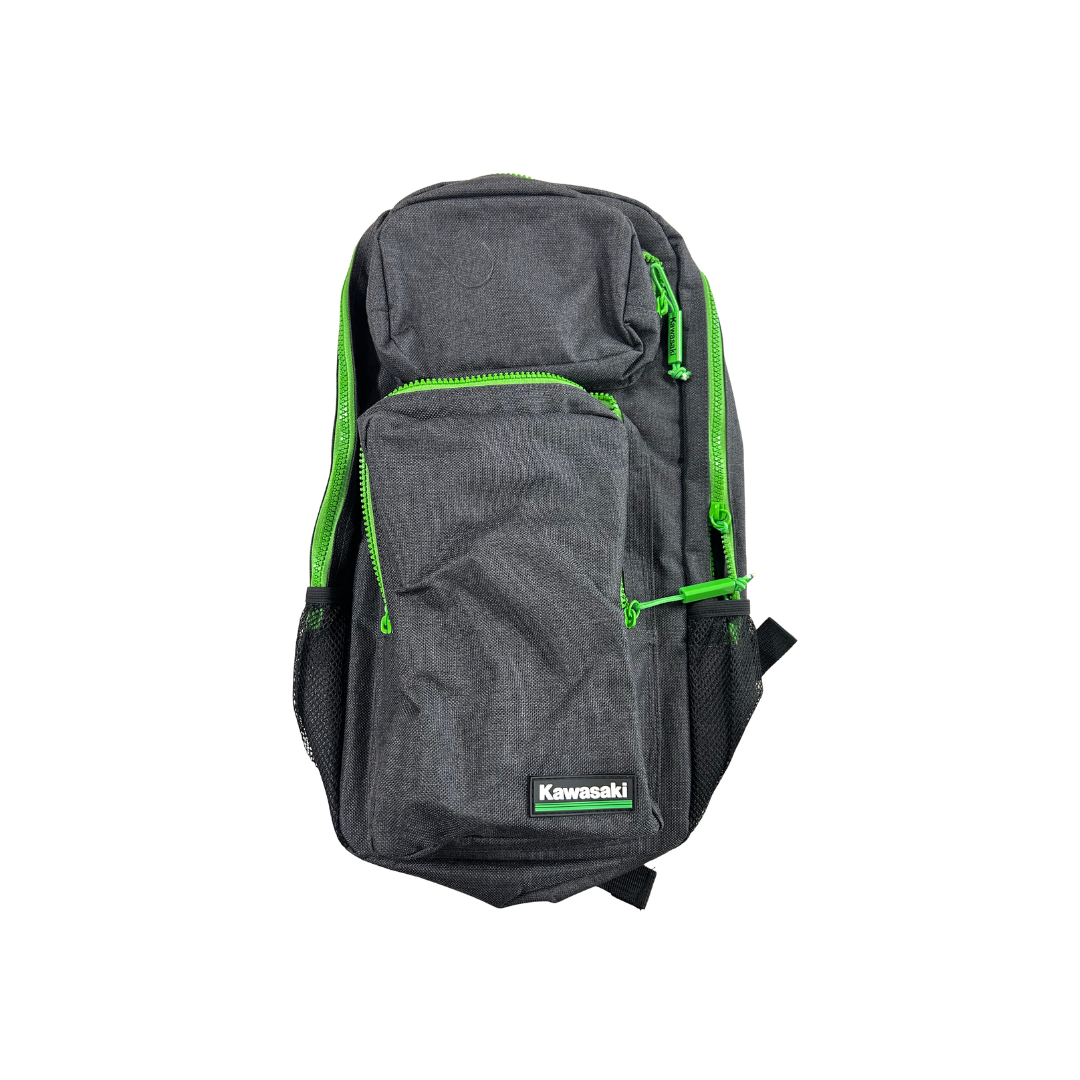 Kawasaki 3-Line Racing Slim Backpack – Dark Gray/Green