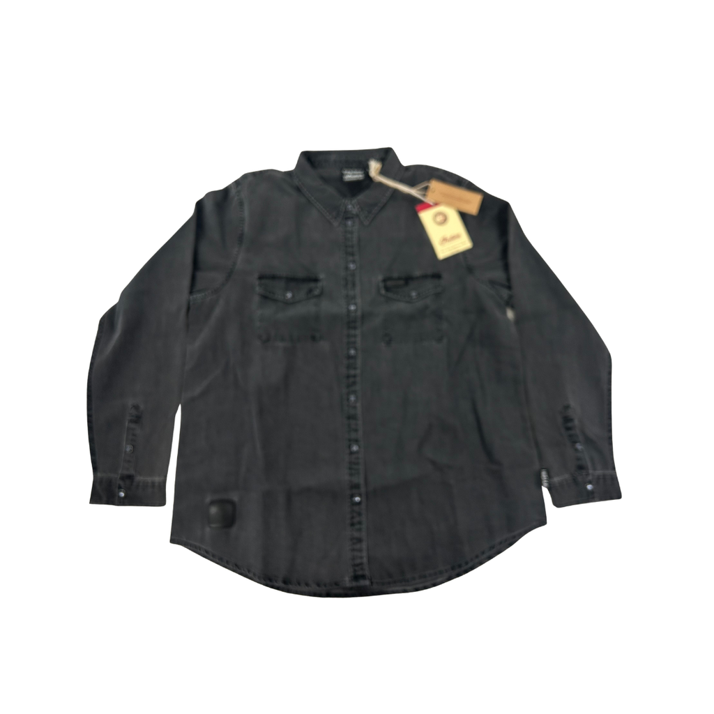 Indian Motorcycle Women’s Washed Denim Long Sleeve Shirt – Black