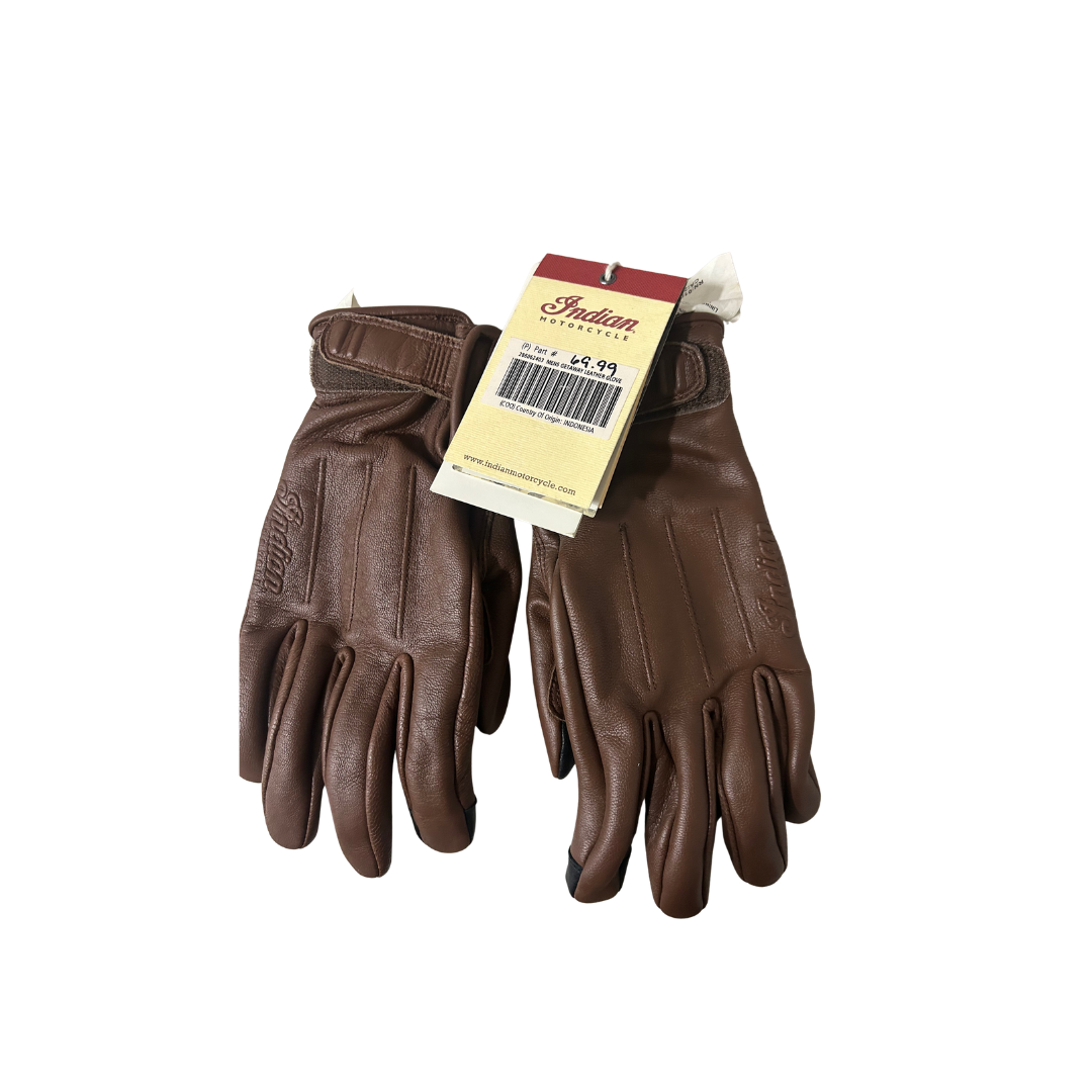 Indian Motorcycle Men's Leather Getaway Riding Glove in Brown | Medium
