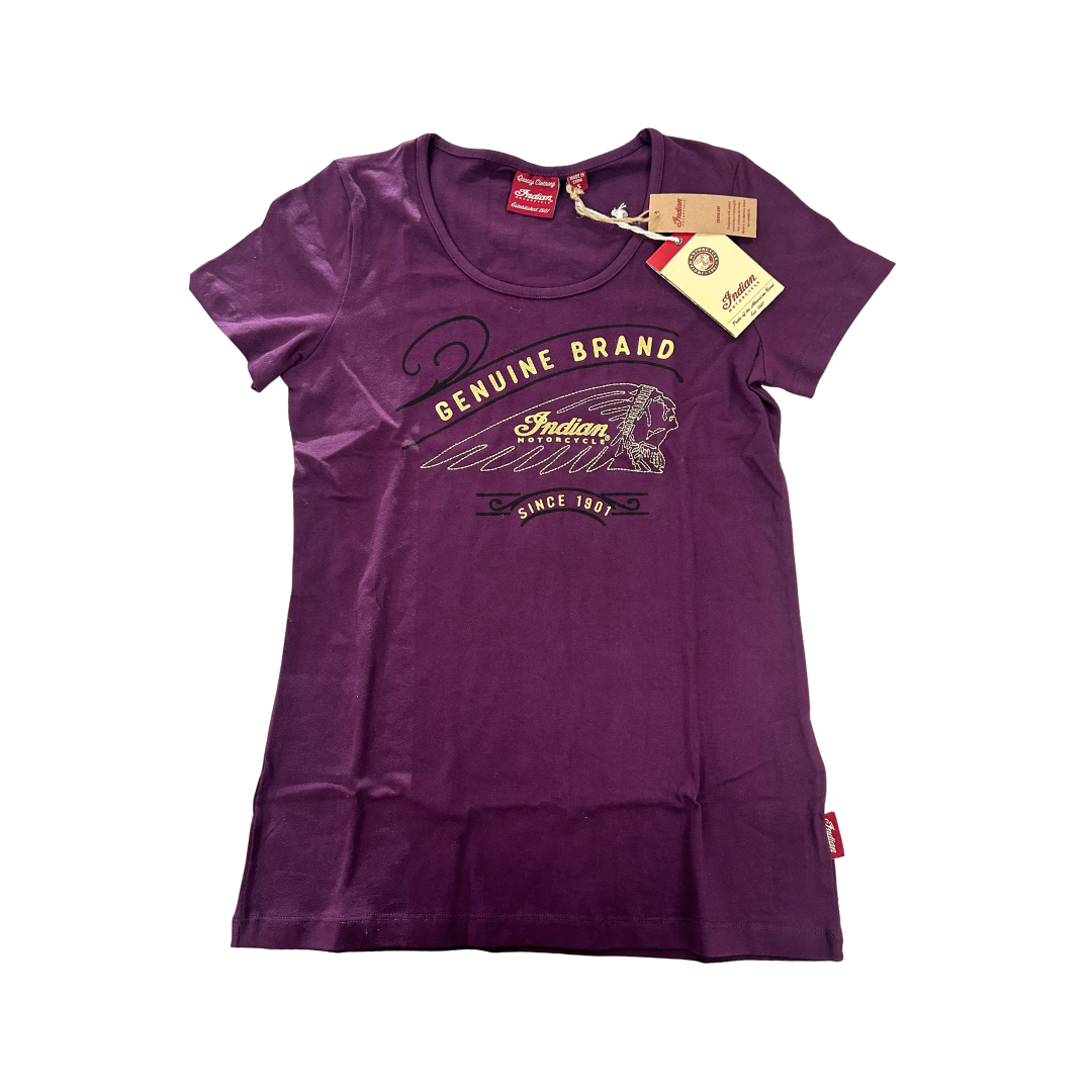 Indian Motorcycle Women’s Gold Embroidery T-Shirt – Purple
