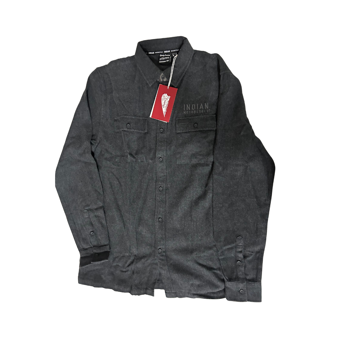 Indian Motorcycle Men's Flannel Twill Shirt Gray