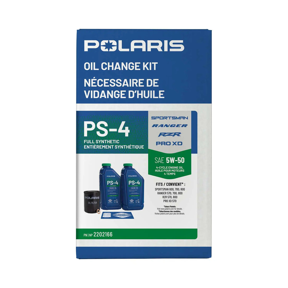 Polaris PS-4 5W-50 Oil Change Kit for Ranger, RZR, Sportsman & ACE | 2202166