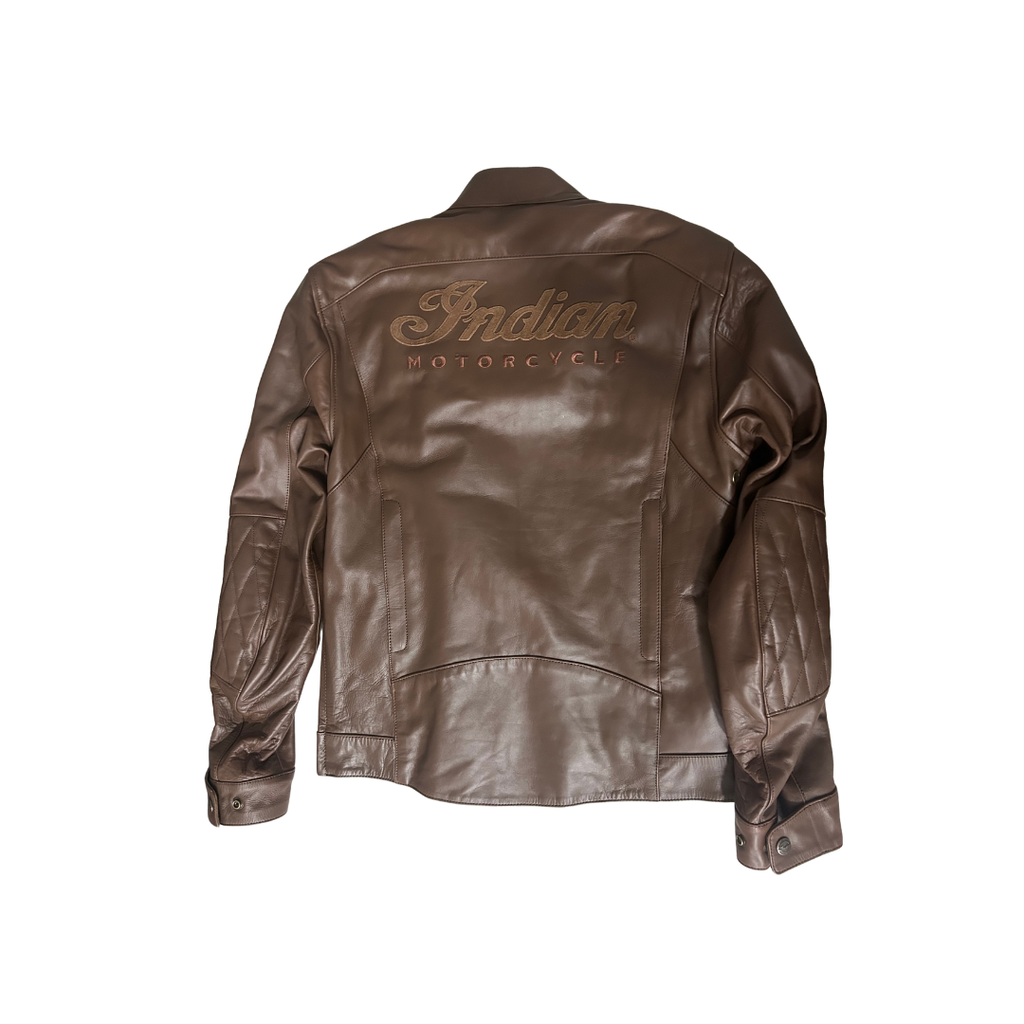 Indian Motorcycle Men’s Getaway Leather Riding Jacket Brown