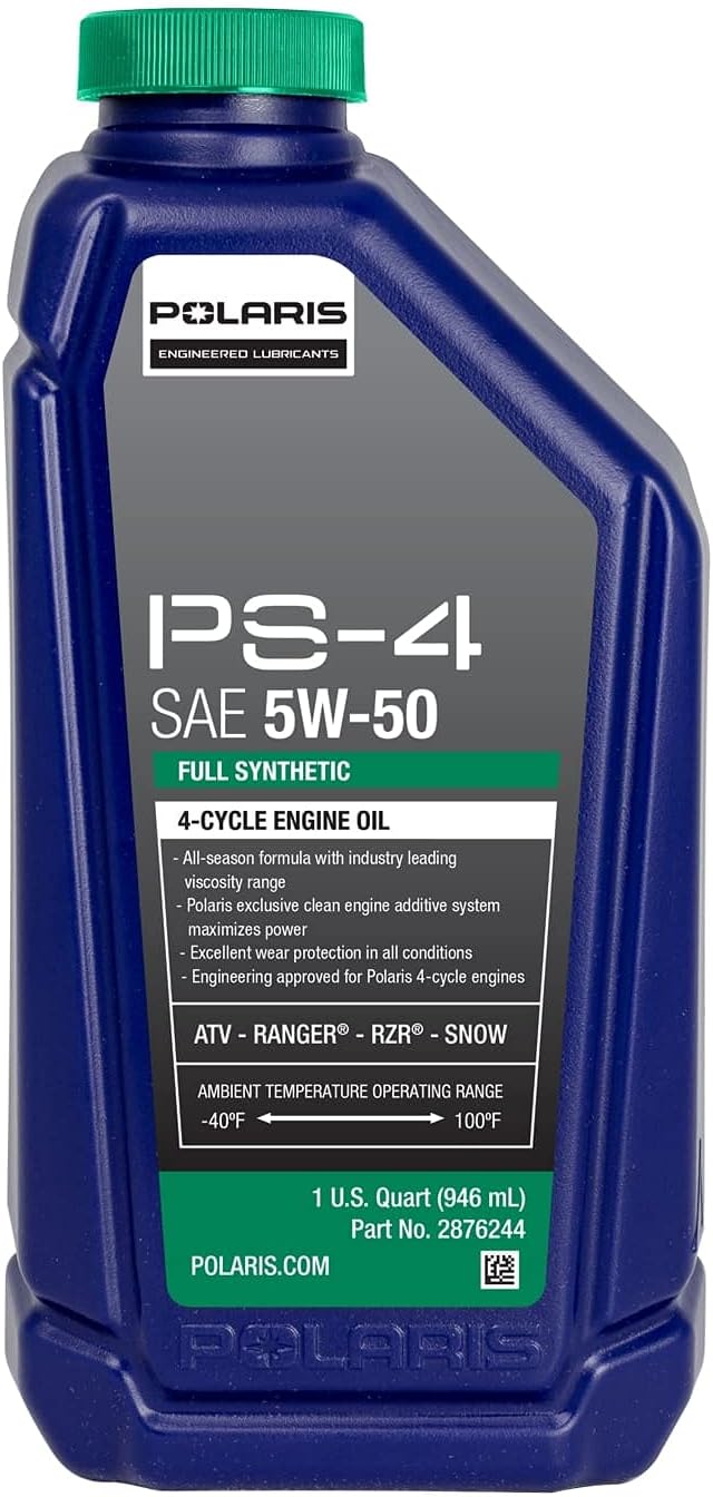 Polaris PS4 All-Season 4 Cycle 5W50 Full Synthetic Motor Oil for Specific RANGER, GENERAL, RZR, Sportsman, Scrambler Models With 4 Stroke Engine, PS-4 Oil for UTV SxS ATV | 2876244