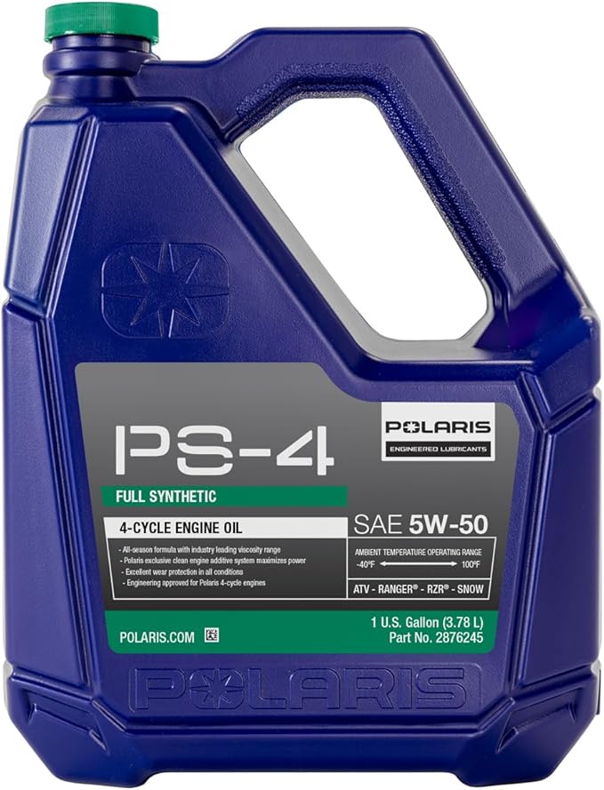Polaris PS4 All-Season 4 Cycle 5W50 Full Synthetic Motor Oil for Specific RANGER, GENERAL, RZR, Sportsman, Scrambler Models With 4 Stroke Engine, PS-4 Oil for UTV SxS ATV, 1 Gallon | 2876245