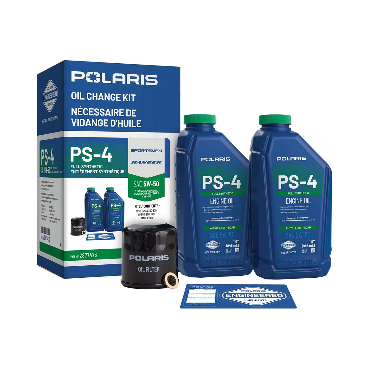 Polaris PS-4 5W-50 Oil Change Kit for Sportsman, Scrambler & Ranger | 2877473