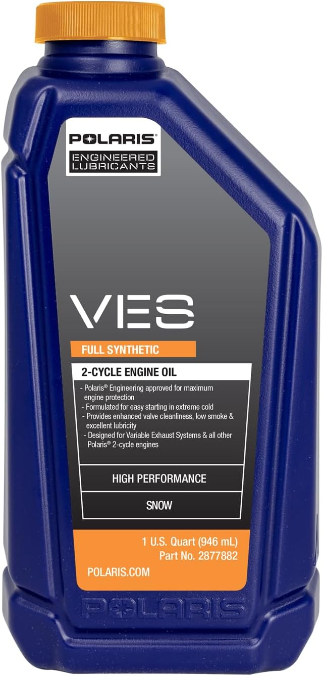 Polaris OEM Snowmobile VES Full Synthetic 2-Cycle Oil, For 2-Stroke Snowmobiles, 1 Quart, Synthetic, Specific for Patriot Boost, Patriot 9R INDY XCR, 550 Voyageur, 550 Indy
