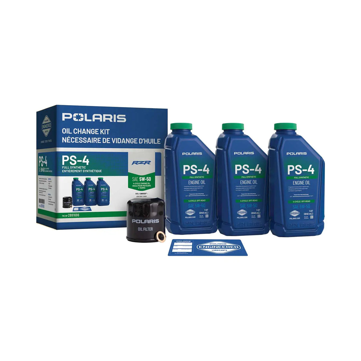 Polaris PS-4 5W-50 Oil Change Kit for RZR Turbo, Pro XP & Pro S | 2881696