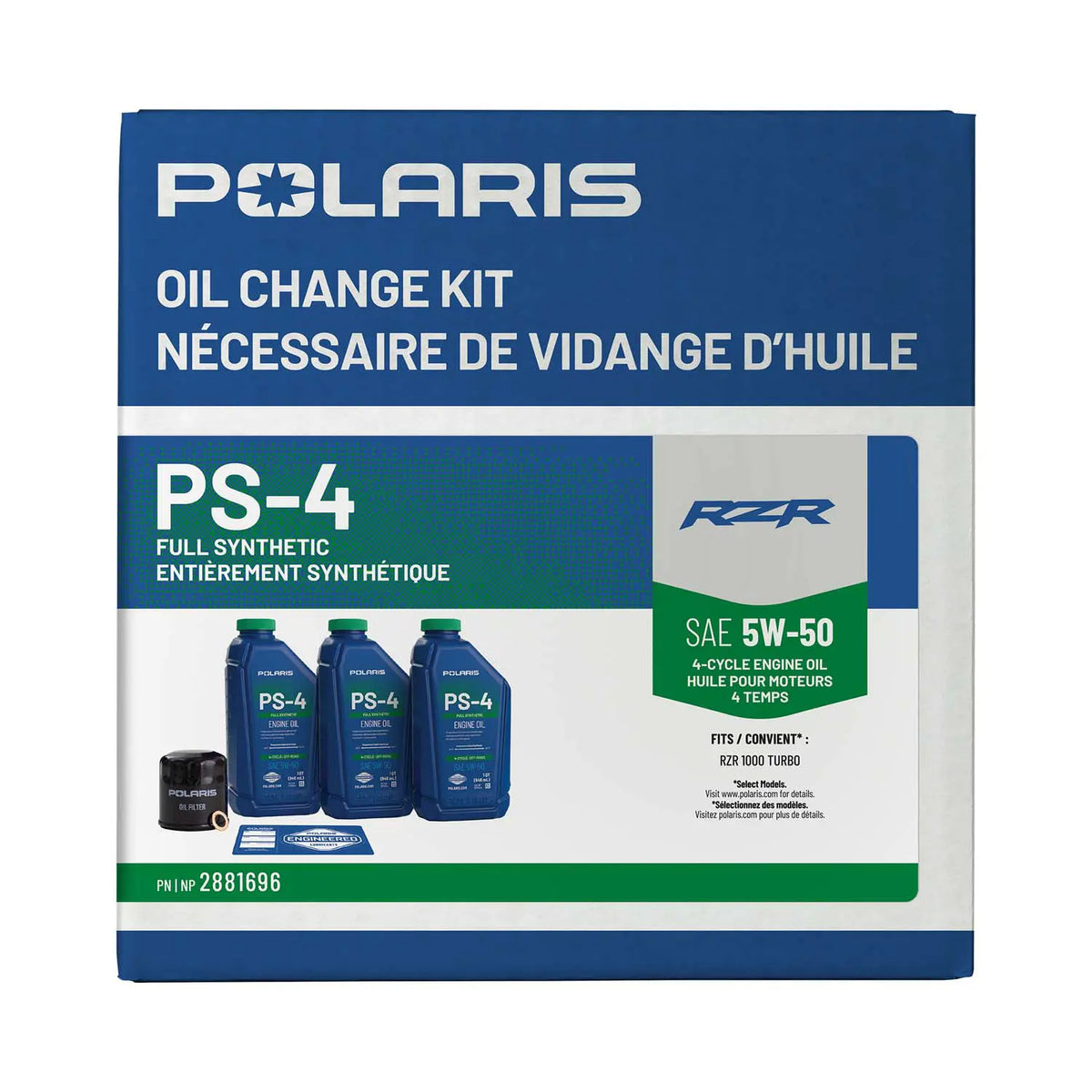 Polaris PS-4 5W-50 Oil Change Kit for RZR Turbo, Pro XP & Pro S | 2881696