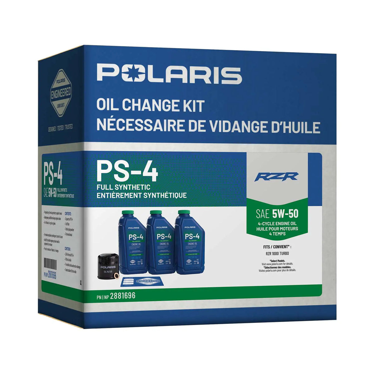 Polaris PS-4 5W-50 Oil Change Kit for RZR Turbo, Pro XP & Pro S | 2881696
