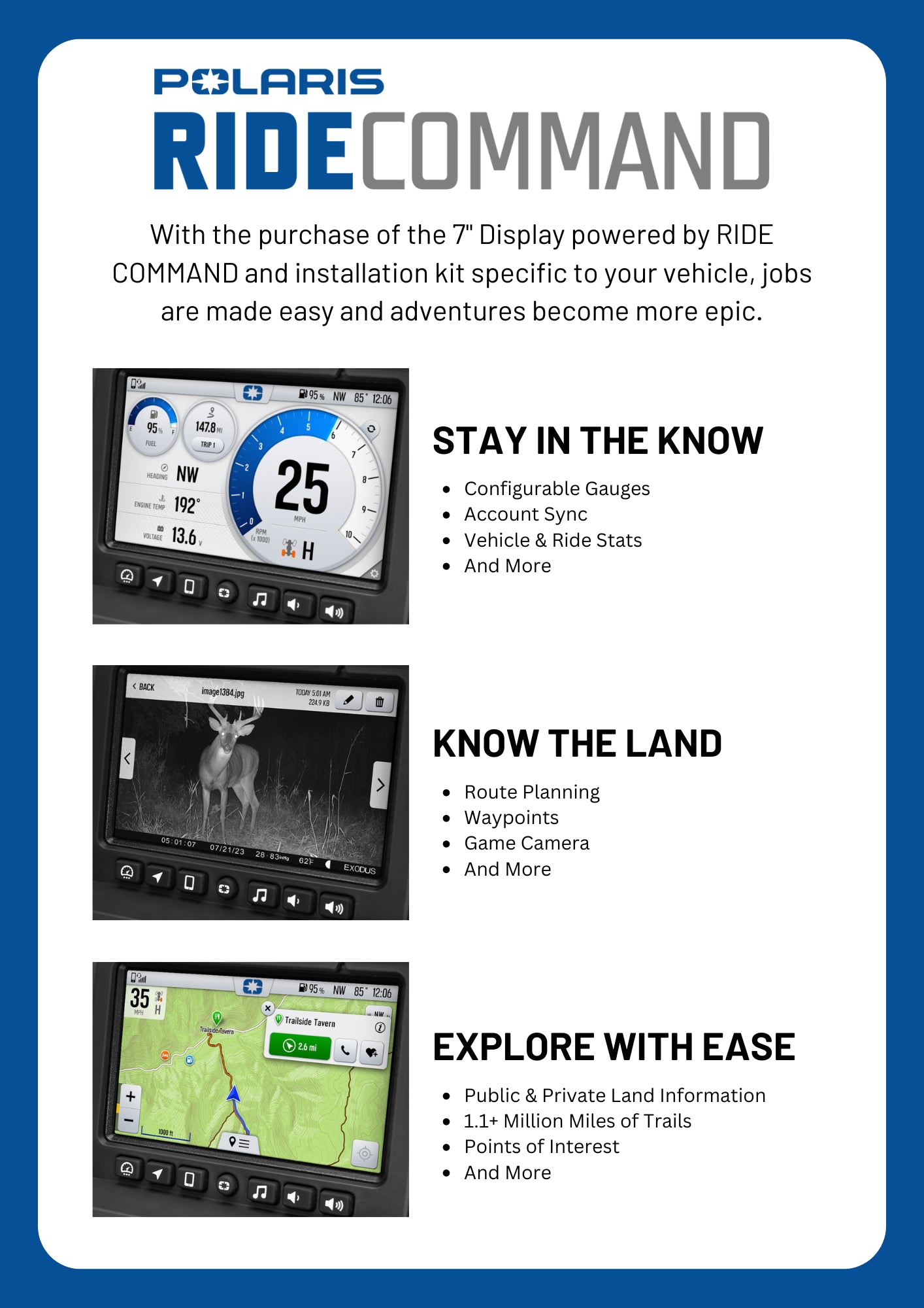 Polaris 7" Display & Front Camera for RIDE COMMAND Technology