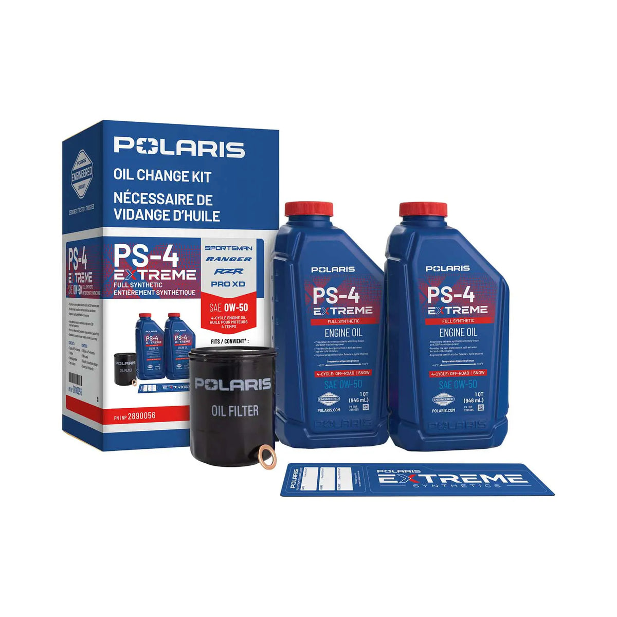Polaris PS-4 Extreme 0W-50 Full Synthetic Oil Change Kit for Ranger, RZR & Sportsman | 2890056
