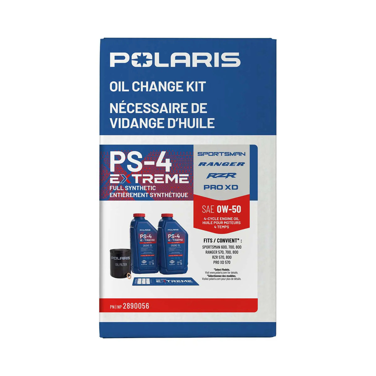 Polaris PS-4 Extreme 0W-50 Full Synthetic Oil Change Kit for Ranger, RZR & Sportsman | 2890056