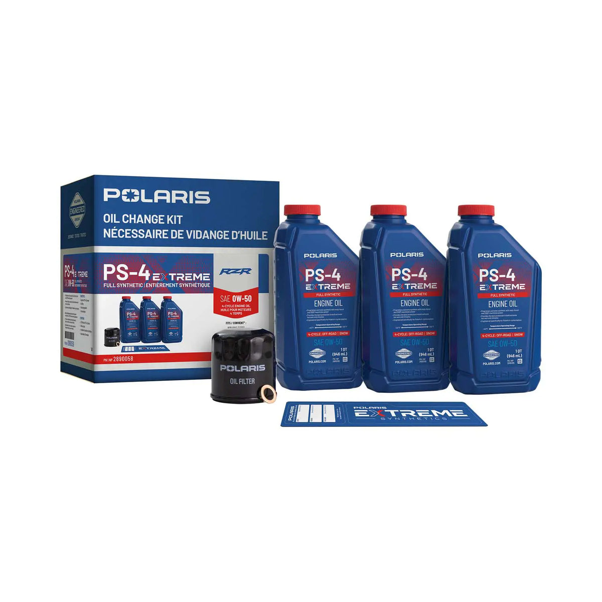Polaris PS-4 Extreme 0W-50 Oil Change Kit for RZR Turbo, Pro XP & Pro S | 2890058