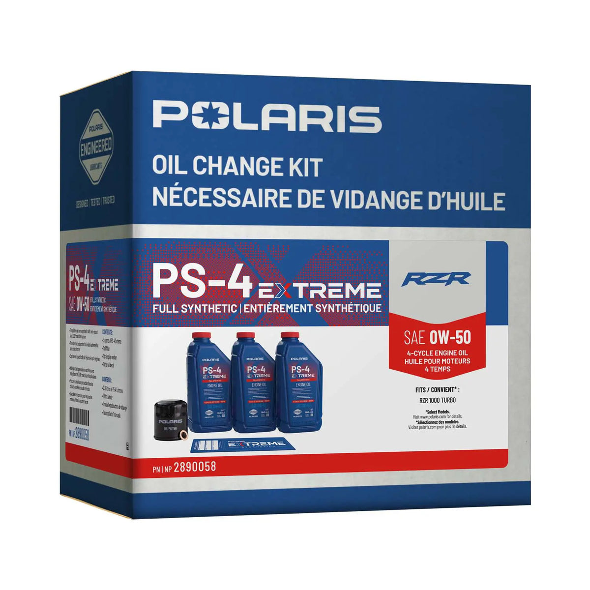 Polaris PS-4 Extreme 0W-50 Oil Change Kit for RZR Turbo, Pro XP & Pro S | 2890058