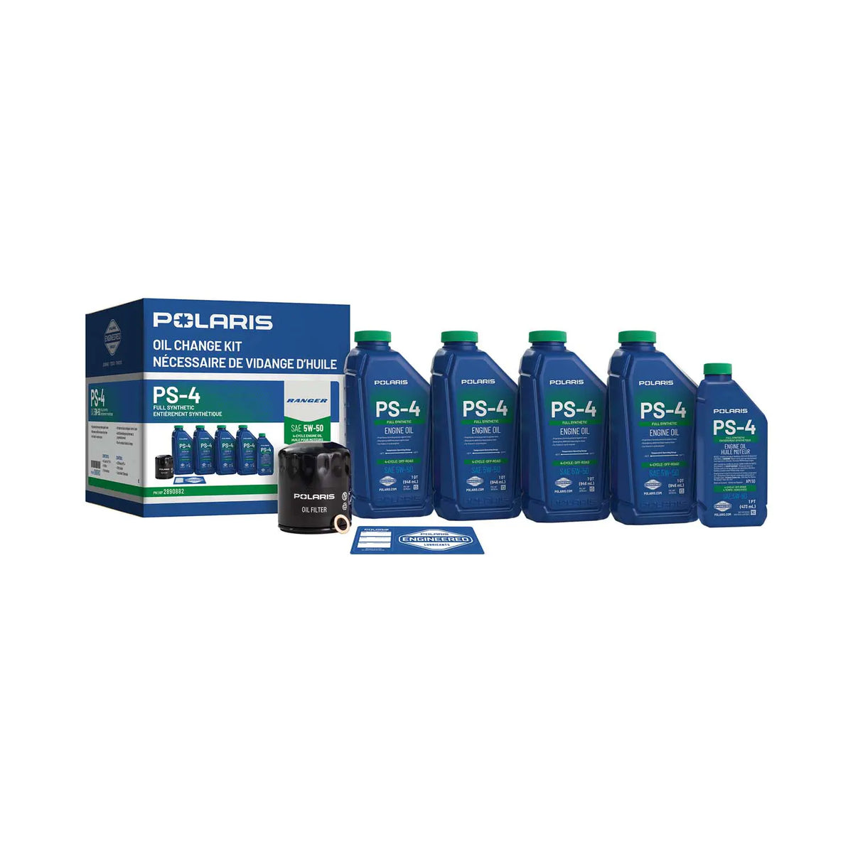 Polaris PS-4 5W-50 Oil Change Kit for 2024-2026 RANGER XD 1500 | 2890882