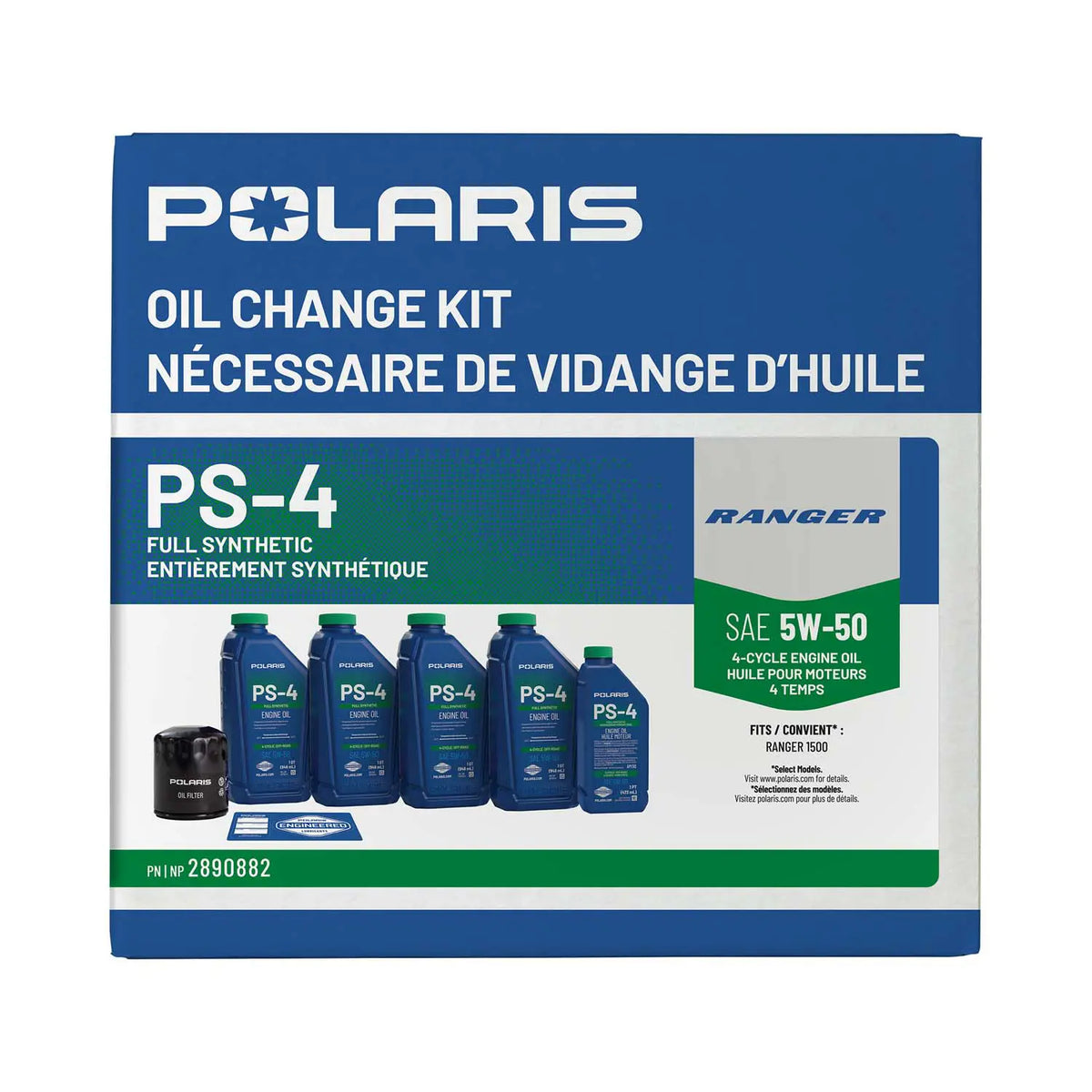 Polaris PS-4 5W-50 Oil Change Kit for 2024-2026 RANGER XD 1500 | 2890882