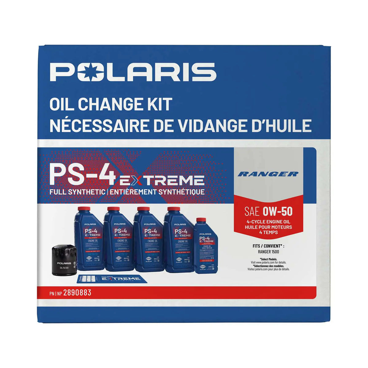Polaris PS-4 Extreme 0W-50 Oil Change Kit for RANGER XD 1500 | 2890883