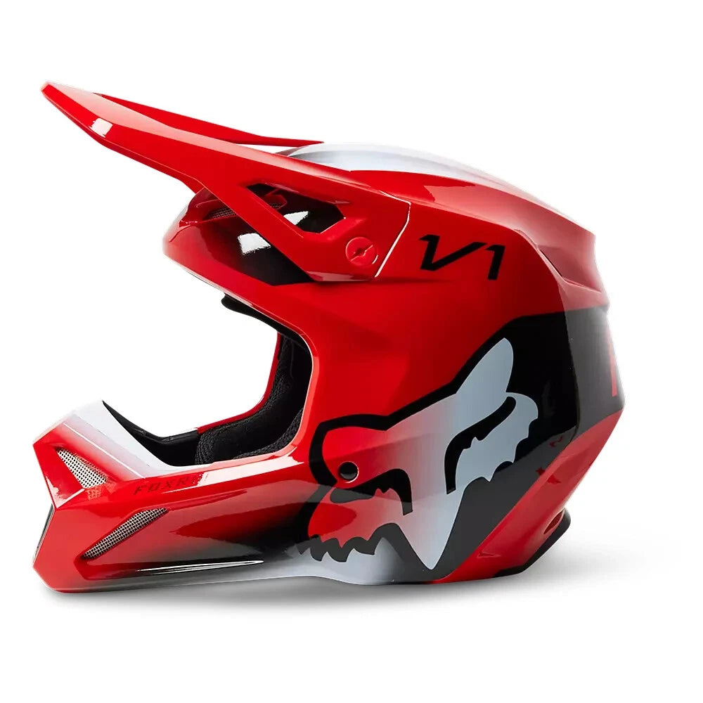 Fox Racing Youth V1 Toxsyk Motocross Helmet - Flo Red