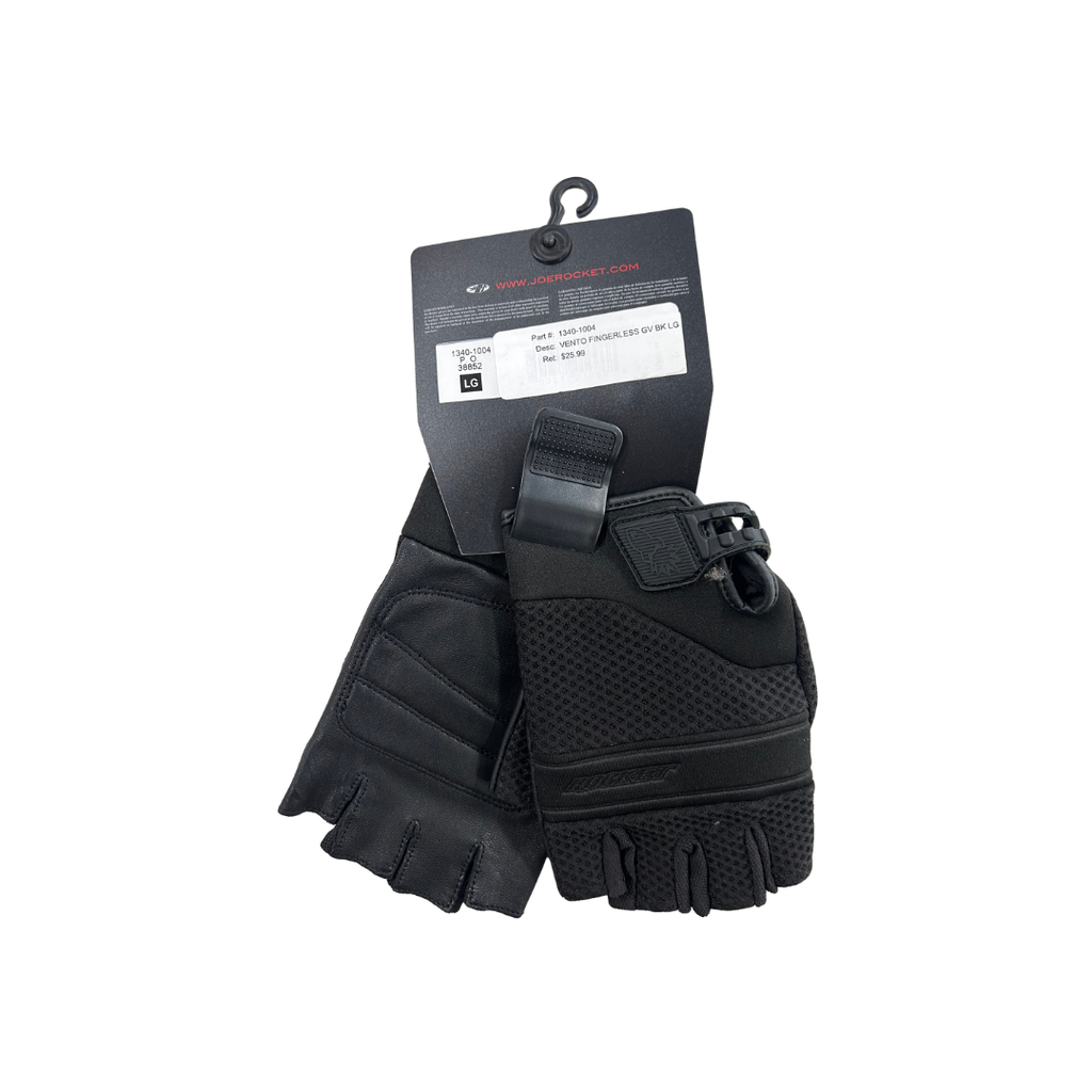 Joe Rocket Vento Fingerless Motorcycle Gloves – Black | Large