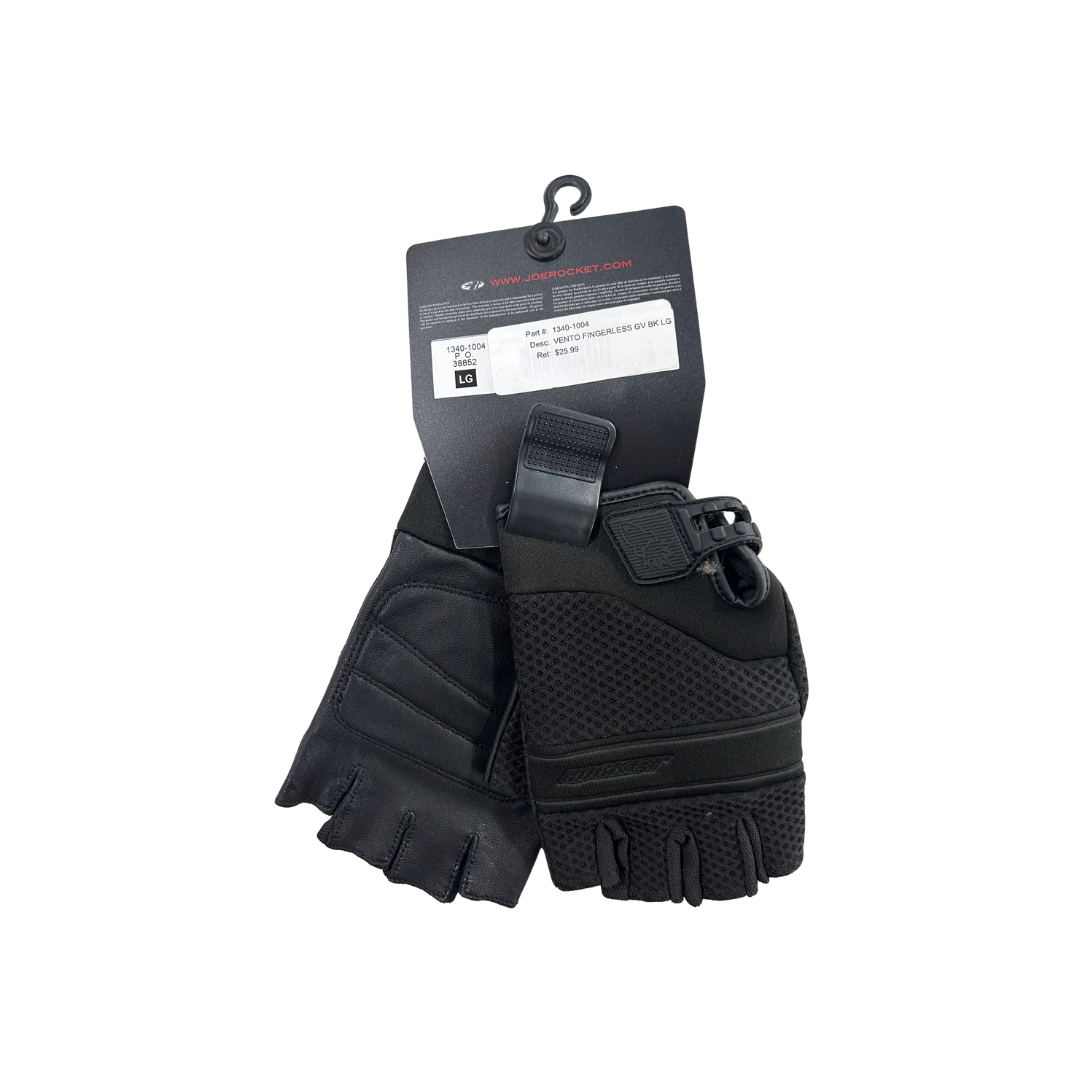 Joe Rocket Vento Fingerless Motorcycle Gloves – Black | Large