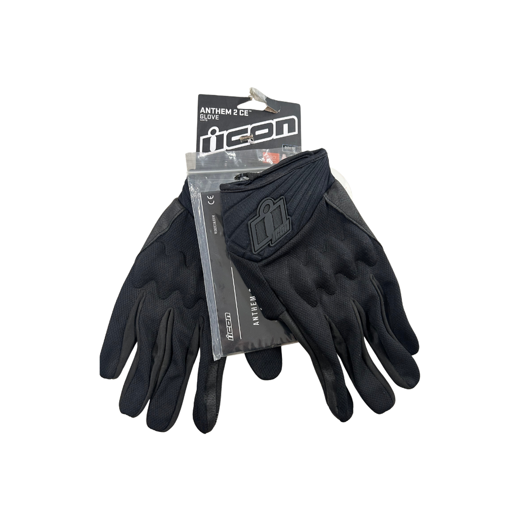 ICON Anthem 2 CE Motorcycle Gloves – Stealth Black | 4XL