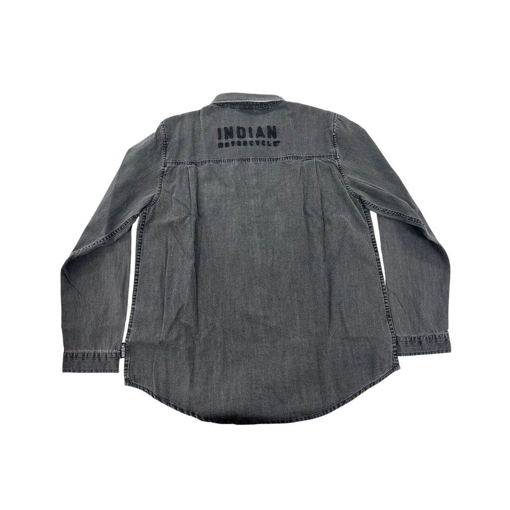 Indian Motorcycle Women’s Washed Denim Long Sleeve Shirt – Black