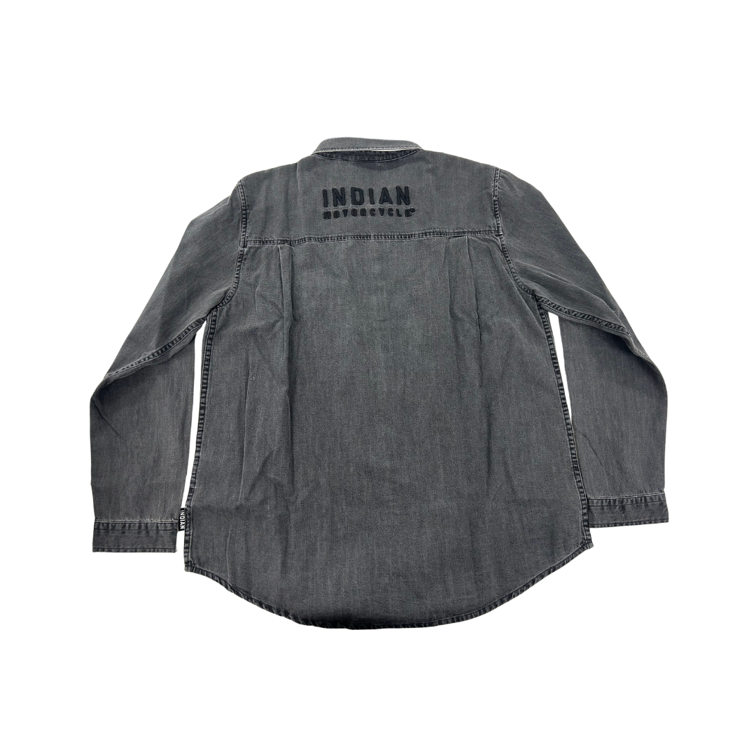 Indian Motorcycle Women’s Washed Denim Long Sleeve Shirt – Black
