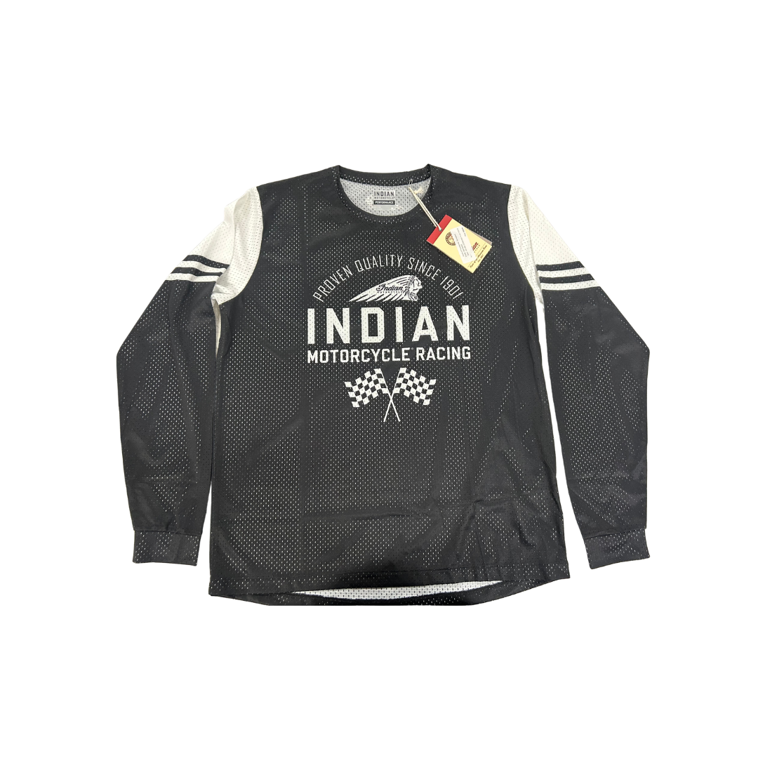 Indian Motorcycle Men’s Racing Flag Long-Sleeve T-Shirt – Black - Medium