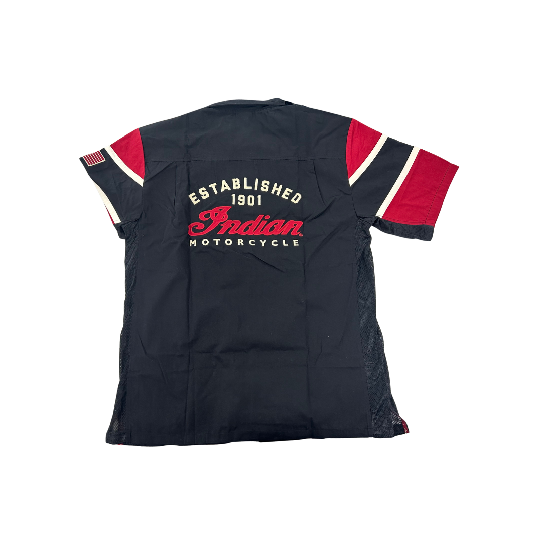 Indian Motorcycle Men’s Appliqué Shop Shirt – Black – Large