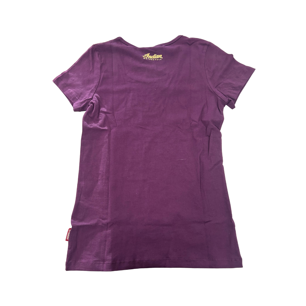 Indian Motorcycle Women’s Gold Embroidery T-Shirt – Purple