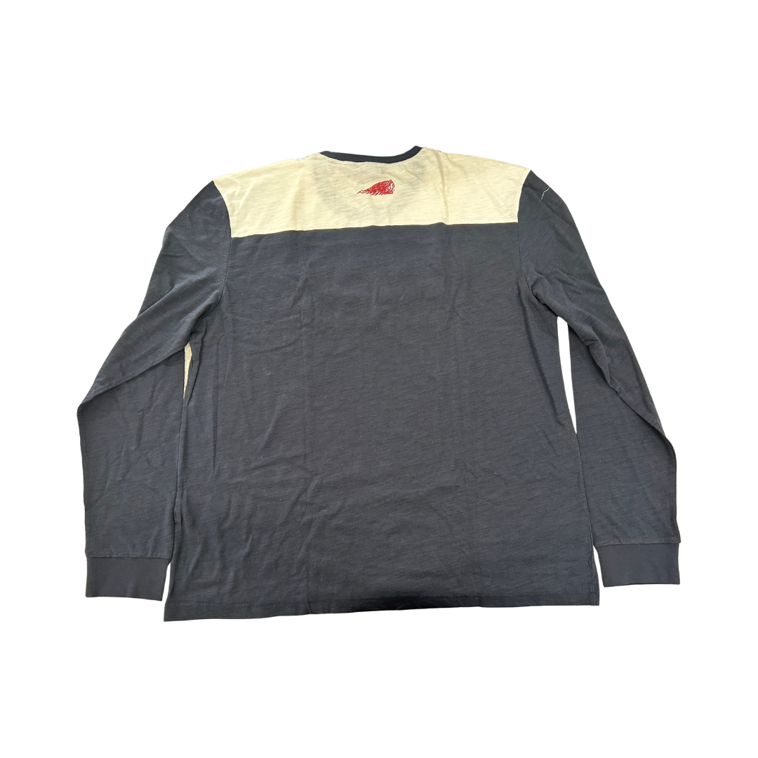 Indian Motorcycle Men’s Retro Motocross Long Sleeve T-Shirt – Navy/White