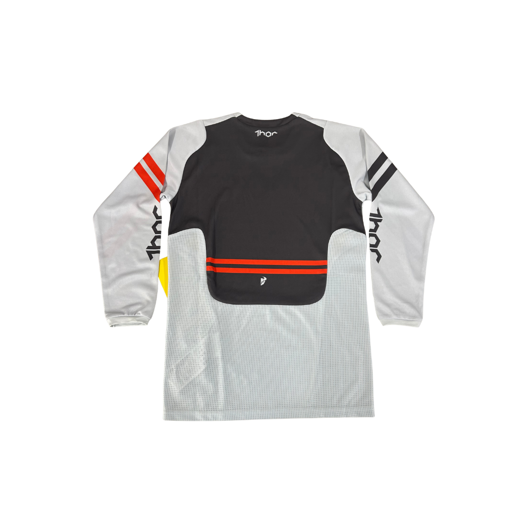 Thor Youth Pulse Cube Motocross Jersey - Light Gray/Red Orange